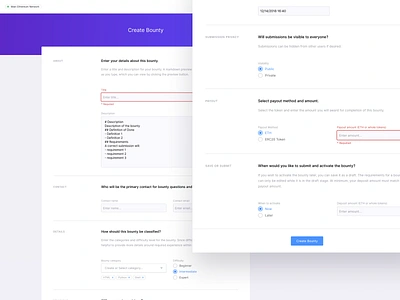 Create Bounty app form design form elements ui ux web