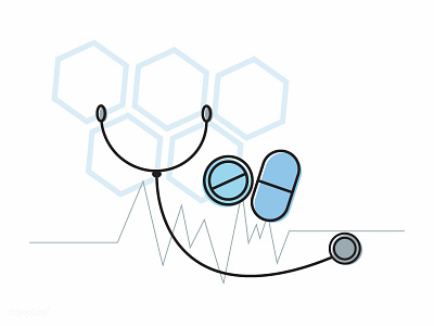 Medical health health care illustrations medical pills pulse stethoscope vector