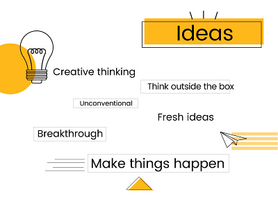 Ideas goal graphic icons ideas illustrations lightbulb music paper plane quote set startup