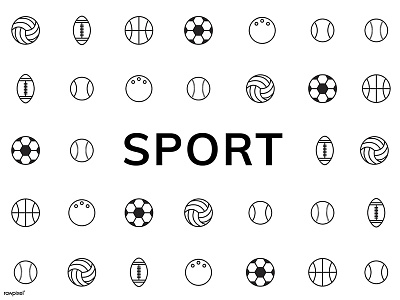 Sport basketball bowling football graphic icons illustrations rugby sport tennis vector