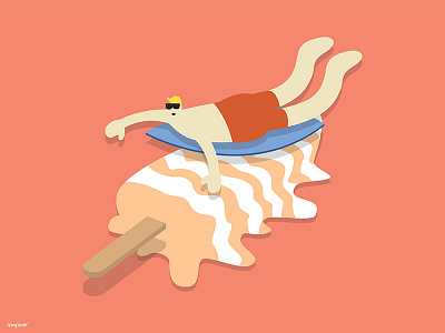 summertime avatar ice cream illustration summer surf swim vector