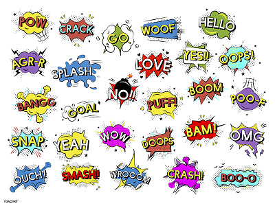 boom illustration set speechbubble vector