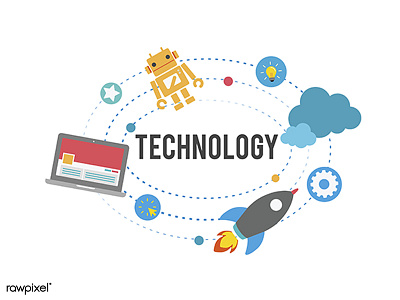 Technology cloud illustration robot rocket technology vector