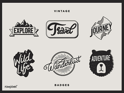 Badges adventure badges explore illustration journey travel vector vintage wanderlust wildlife