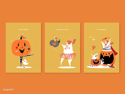 halloween art design graphic halloween icons illustration illustrations people pumpkin rawpixel set thanksgiving turkey vector