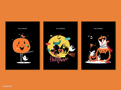 halloween art cat design ghost graphic halloween icons illustration illustrations people pumpkin rawpixel set vector witch