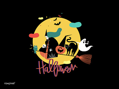 halloween art bat bloom cat design ghost graphic halloween icons illustration illustrations owl pumpkin rawpixel vector witch
