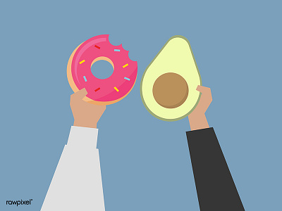 food art avocado design donut graphic hand illustration illustrations people rawpixel vector