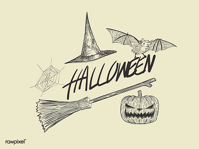 Halloween art design graphic halloween handdraw handdrawn illustration illustrations rawpixel set vector