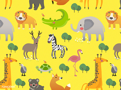 Animals animal character elephant giraffe illustration pattern vector zebra zoo