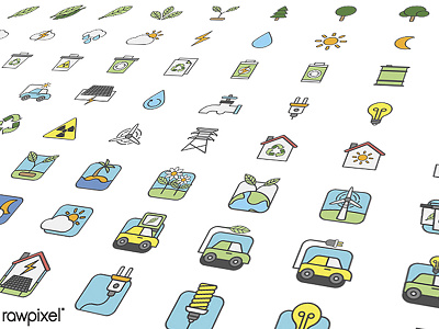 Icons eco eco friendly environment green home icons illustration lifestyle sun vector