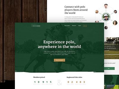 Polo community app clean flat green interface network polo ui web wood