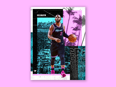 Chris Paul basketball blue chris paul collage cp3 design heat layout logo miami miami heat nba nba poster pink poster space typography