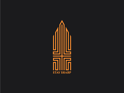 Stay Sharp WIP branding design illustration logo orange sword type typography vector wip