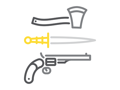Choose Yer Weapons axe dagger gun illustration monoline