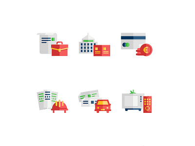 ITB Bank - Icons bank branding building flat flat design icon set icons services set web icons