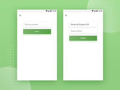 Enter Pick-up & Drop Location android drop location mobile app pick up ui ux