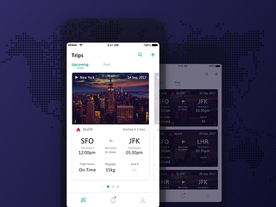 Upcoming & past flights concept app application design flight flight app ios iphone mobile mobile app ui ux