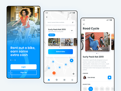 Cycle Ride Sharing App UI