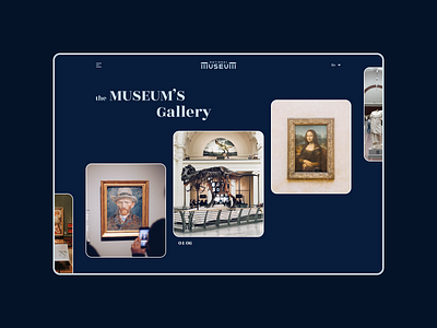 Museum Gallery Dark Theme app ui kit dailyui design gallery header illustration layoutdesign logo museum museumdesign museumwebsite sketch ui ui design uiux web design website