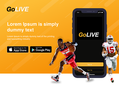 GoLIVE Sports Web Page adobe xd appstore basketball golive header live games playstore sports sports web web design web layout xd layout