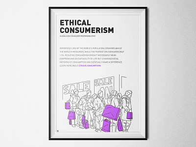 Ethical Consumerism - Consumer Responsibilities environmental degradation ethical consumerism future world illustration lineart make a difference megatrend minimalism poster social patterns