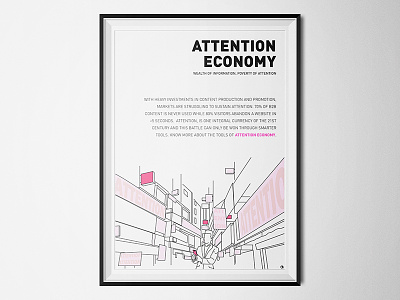 Attention Economy - Wealth of Information, Poverty of Attention attention economy data bombard dynamic storytelling future cities information burden line art megatrend poster proximity marketing