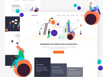 Marketing Company Landing Page analytics crm illustration landing page marketing saas sales social media ui ux web website