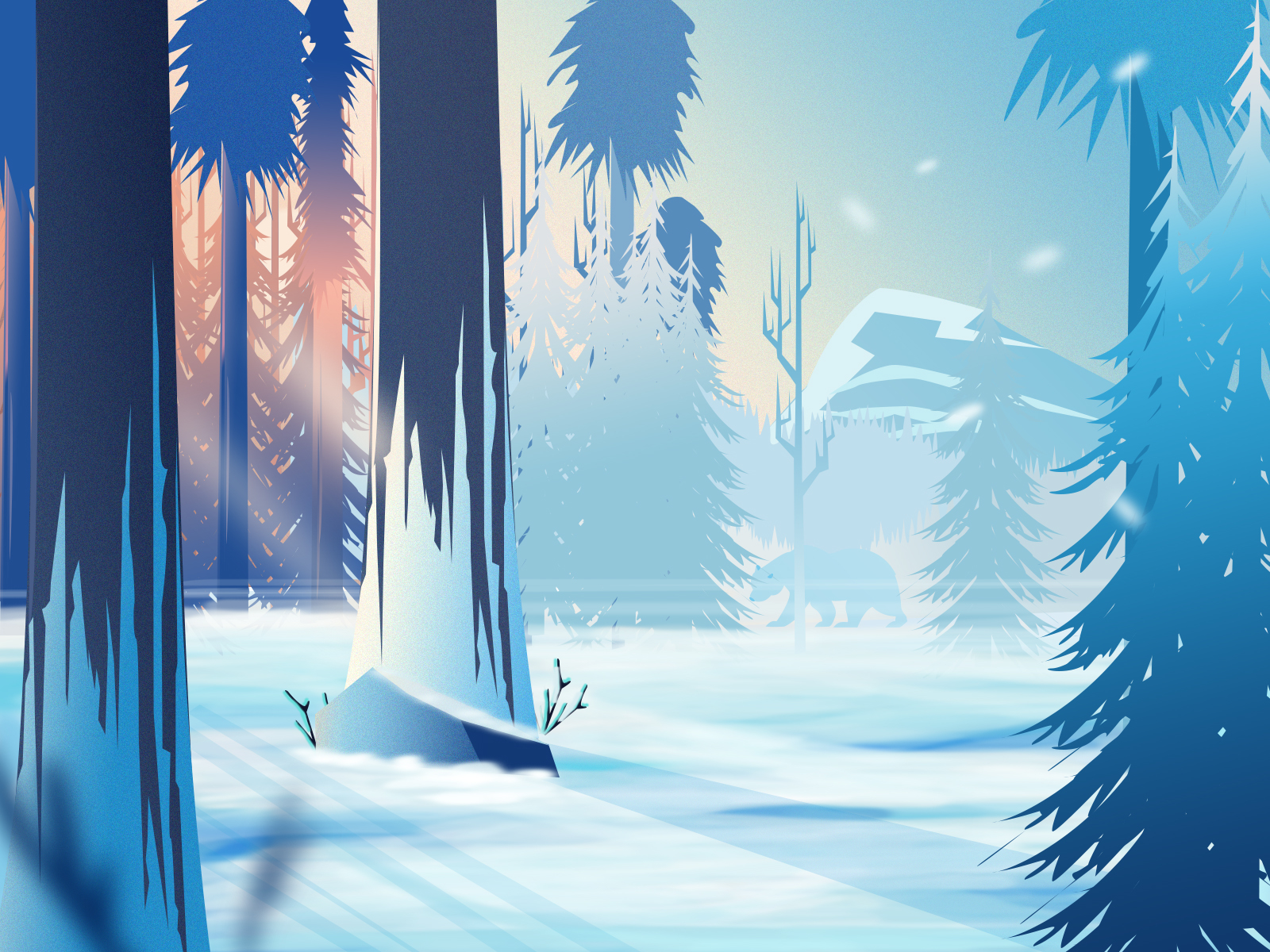 Winter Lights-Illustration 2018 trends 3d art best design crypto currency environment design game game animation game app game art game asset illustration illustrator landscape nature illustration new trend ui unity unity artist vector winter