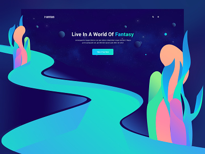 Fantasy - Landing Page 2019 trend 3d 3d artist artificial intelligence augmented reality best design colorful art colorful product website cryptocurrency ecommerce website fashion website illustration landing page luxury design luxury product landing page marketing landing page new trend restaurant website vector virtual reality