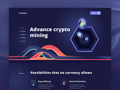 Cryptocurrency Landing Page 3d agency website best design bitcoin blockchain blockchaintechnology crypto exchange crypto trading crypto wallet cryptocurrency dark website dashbaord ethereum ico illustration landing page new trend trend 2019 webapplication website