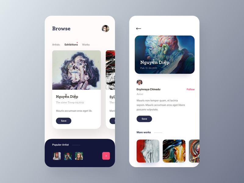 Art Gallery App by Zuairia Zaman for Ofspace Team on Dribbble