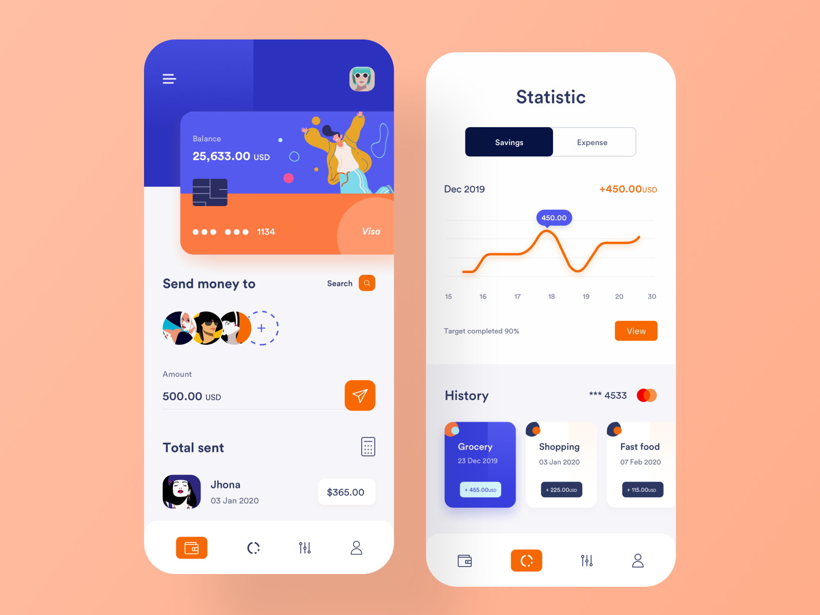 Banking App UI by Zuairia on Dribbble