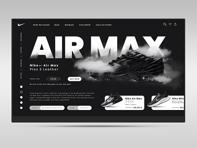 Nike concept black dark design landing modern nike sport ui ux web