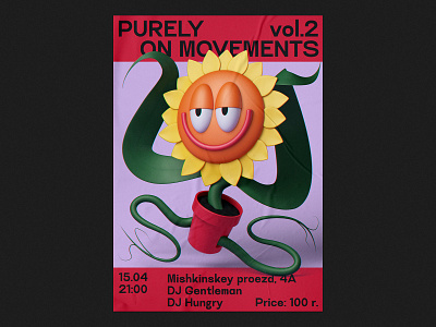 Party Poster 3d art character cinema4d dance illustration party poster sunflower