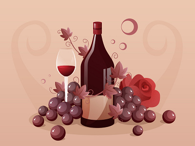 wine dribbble flower illustration wine