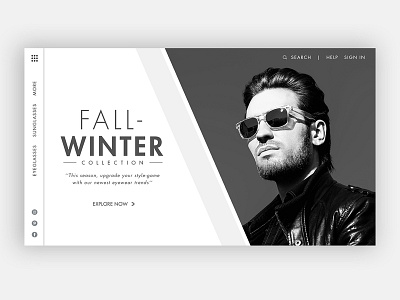 Ui design #03 black design explore graphic design grey interaction interface landing page minimalism typography ui user experience web web design website winter