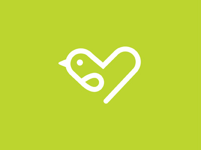 Johnny's Place bird green heart icon illustration logo simple