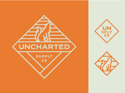 Uncharted Supply Co badge branding co flat icon logo orange outdoor supply uncharted wolf