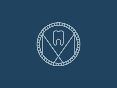 Tooth/M Dental Monogram blue dental dentist icon line logo m medical monogram