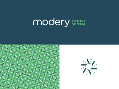 Modery Family Dental Identity branding bright clean flash green identity logo pattern shine simple spark typography
