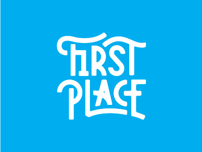 First Place Type blue compete competition first fun place ribbon sports typography whimsical win winning