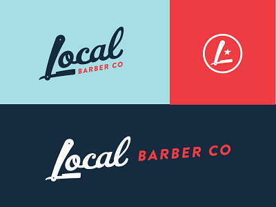 Local Barber Co | Logo System americana barber beard blade co flat hair icon l local monogram playful shop texas