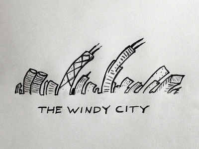 Chi-Town chicago city drawing illustration skyline the windy city
