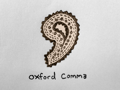 ________, ________, and ________. drawing illustration oxford comma sketch