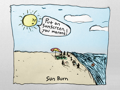 Sun Burn beach drawing ink pen sketch sun burn