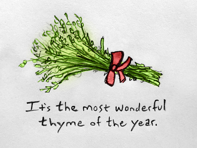 The season mint for giving holidays paper pencil pun sketch thyme