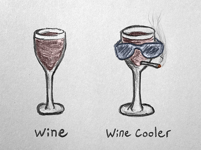 Wine Cooler comic drawing illustration pencil pun sketch wine