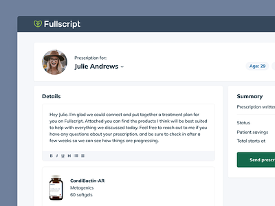 Fullscript prescribing tool