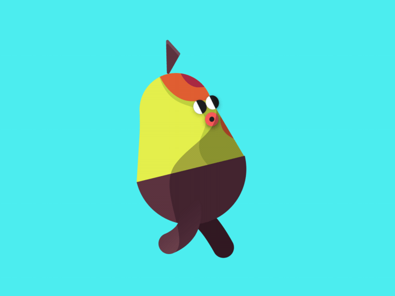 Pear animation cartoon character design fruit illustration loop pear walk cycle